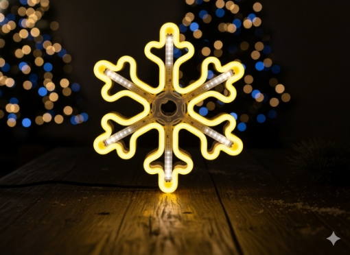 Chomik Сніжинка 30 См Неон Led Тепло-Білий + Холодно-Білий Флеш Внутрішній/Зовнішній, LED8288 - Home Club