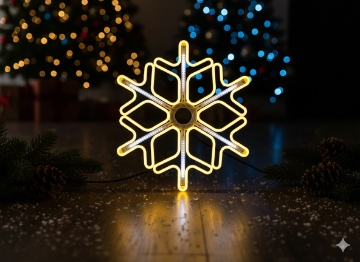 Chomik Сніжинка 60 См Неон Led Тепло-Білий + Холодно-Білий Флеш Внутрішній/Зовнішній, LED8301 - Home Club