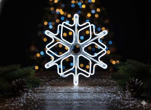 Chomik Сніжинка 60 См Неон Led Холодний Білий + Холодний Білий Флеш Внутрішній/Зовнішній, LED8318 - Home Club