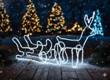 Chomik Святковий Ренір З Санями Led 120 x 27 x 66 Cm Холодний Білий + Холодний Флеш Внутрішній/Зовнішній, LED8349 - Home Club