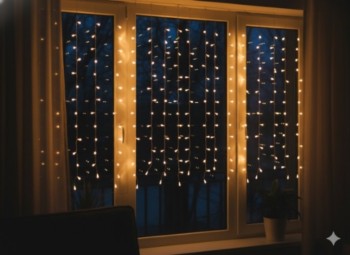 Chomik Світлова Завіса Druciki 150L Тепло-Біла, 3 x 1,5 М, Usb, З Пультом Дистанційного Керування, LED8479 - Home Club