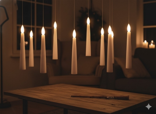 Chomik Набор из 10 подвесных свечей Led с палочкой 1,5 x 15,5 см, LED9452 - Home Club