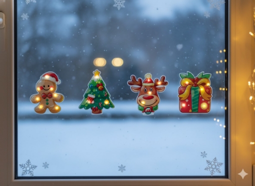 Chomik Святкова Гельова Наклейка Led - Тепло-Білий Мікс Взорів, LED1728 - Home Club