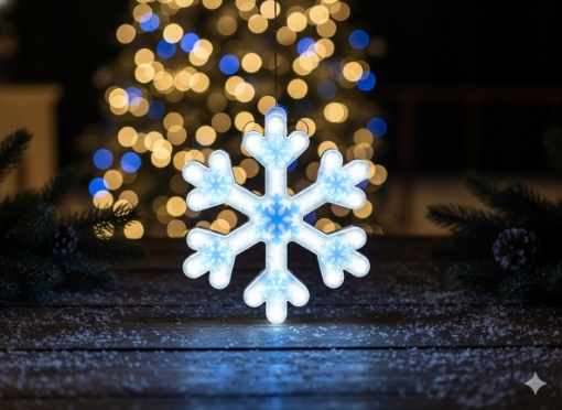 Chomik СНІЖИНКА СИНЯ 30 СМ НЕОН LED ХОЛОДНИЙ БІЛИЙ, LED8325 - Home Club