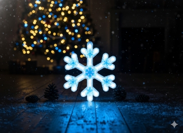 Chomik СНІЖИНКА СИНЯ 30 СМ НЕОН LED ХОЛОДНИЙ БІЛИЙ, LED8325 - Home Club