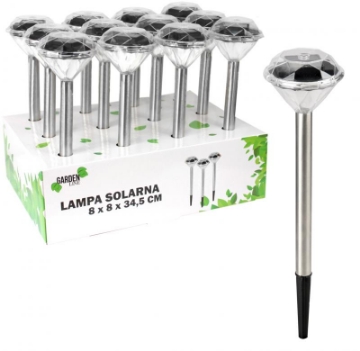 Garden Line Солярна Лампа Diamond 8 x 8 x 34,5 См, SOL0618 - Home Club