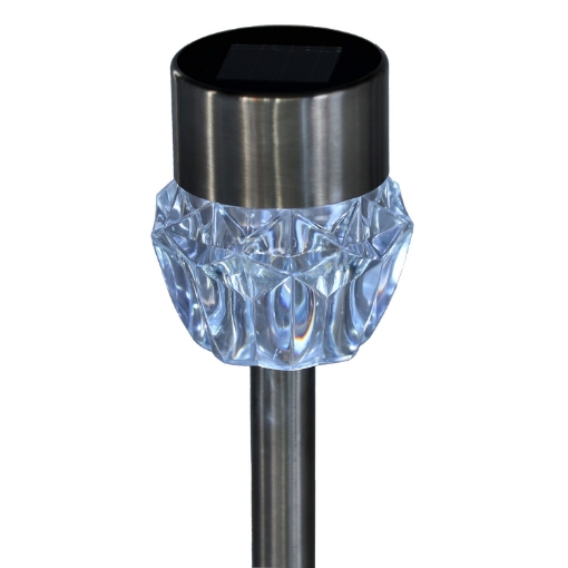 Garden Line Солярна Лампа Ines 7 x 7 x 33,5 См Срібна Холодно-Біла, SOL4337 - Home Club