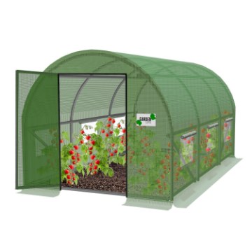 Garden Line 3-секционный садовый пленковый туннель, зеленый, 4 x 2,5 x 2 м, с дверью на петлях, TUN6216 - Home Club