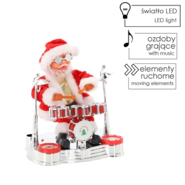 Chomik Санта С Ударными Инструментами - Играющий 25,5 См, SAT6499 - Home Club