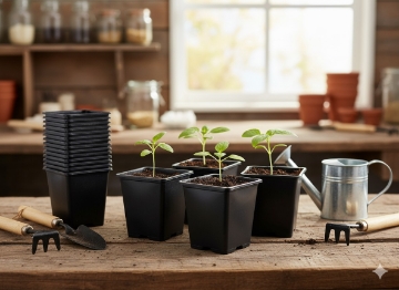 Garden Line Кпл. 12 Пластикових Горщиків 7 x 7 x 8 См, EDA3289 - Home Club