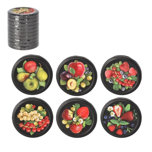 Chomik Комплект из 10 крышек Fi 82 Фрукты Mix Черный Мат Клик /079/, CAPL82KPL079 - Home Club