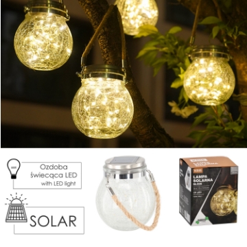 Garden Line Солярна Лампа - Банка 12 x 12 x 14,5 См Kris 20 Led Тепло-Біла, SOL3682 - Home Club