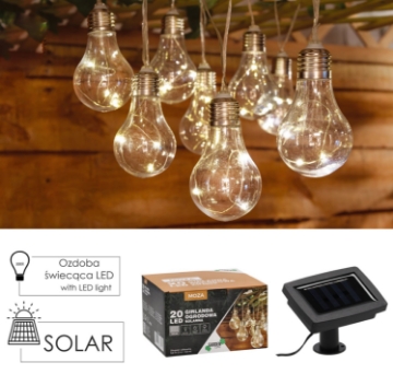 Garden Line Солнечная гирлянда для сада, длина 2 + 3,8 м, Moza 20 Led, теплый белый свет, SOL3545 - Home Club