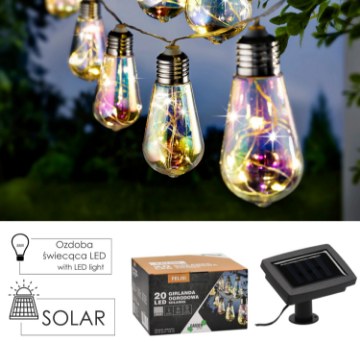Garden Line Солнечная гирлянда для сада, длина 2 + 3,8 м, Felisi, 20 светодиодов, опаловый холодный белый цвет., SOL3569 - Home Club