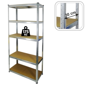 Chomik 5-Уровенная Стеллажная Система 180 x 90 x 30 см, Грузоподъемность Полки: 175 кг, GWI5870 - Home Club