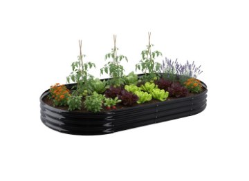 Garden Line Грядка для овочів та квітів 180 X 90 X 30 см, овальна, антрацитова, ZAK8434 - Home Club