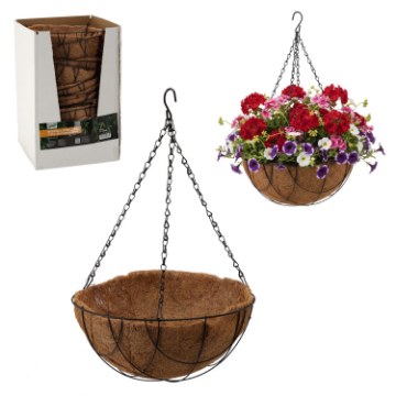Garden Line Подвесной горшок с вкладышем из кокосового волокна 30,5 x 15 см, PERG-N5547 - Home Club
