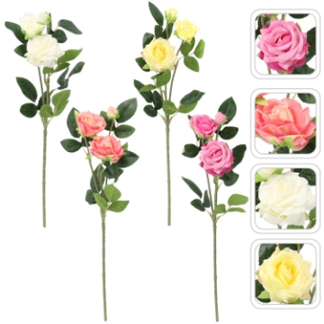Chomik Искусственная ветка - роза с тремя цветами, 38 см, разноцветная, HID3963 - Home Club