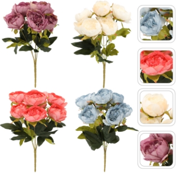 Chomik Искусственная ветка - букет из 7 пивоний 43 см, смешанные цвета, HID4151 - Home Club