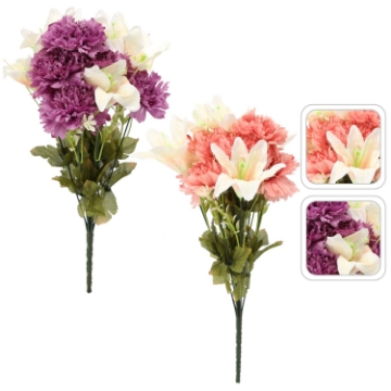 Chomik Искусственная ветка - букет из лилий и гвоздик 45-48 см, разноцветный, HID4175 - Home Club