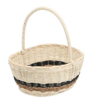 Chomik Кошик З Ратану 26 x 21 x 12/26 См З Рукояткою - Білий З Чорним І Натуральним, DRA7367 - Home Club