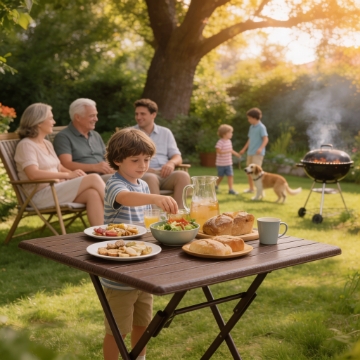 Garden Line Складний Туристичний Стіл 61,5 x 61,5 x 73 См Брунатний, ZUM1008 - Home Club