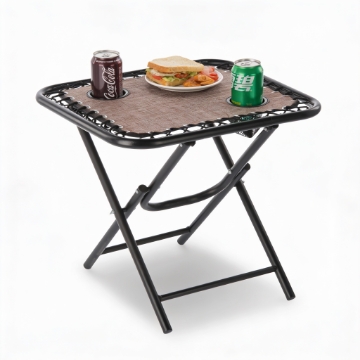 Garden Line Складной туристический стол 50 x 50 x 50 см с подставками для напитков, коричневый, LEZ2746 - Home Club