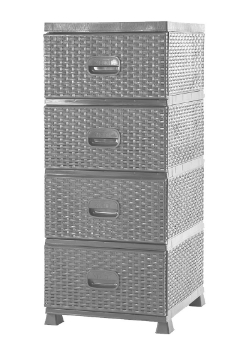 Chomik Пластиковый комод с 4 ящиками, серый, 38 x 45 x 90 см, Rattan, KAS0357/4A - Home Club