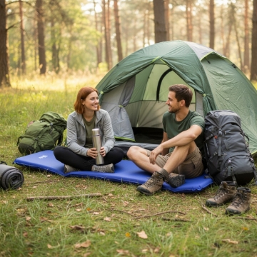 Garden Line Самопомпуюча Туристична Килимка 180 x 50 x 5 См 1200 Г Темно-Синя / Сіра, CAM8922 - Home Club