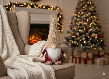 Chomik Праздничный Гном 30 См Бежево-Красный, TIA9605 - Home Club