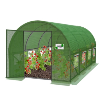 Garden Line 4-сегментний садовий тунель із плівки, зелений, 6 x 3 x 2 м, з дверима на петлях, TUN6223 - Home Club