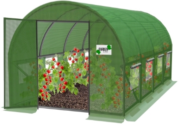 Garden Line 4-секционный садовый пленковый туннель, зеленый, 6 x 3 x 2 м, с дверью на петлях, TUN6223 - Home Club