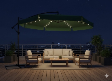 Garden Line Садовий Парасол 3 М Зелений «Banana» З Чохлом З Led, GAO1510 - Home Club