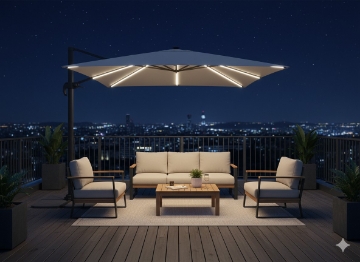 Garden Line Садовий Парасол 3 x 3 М Сірий «Roma» З Чохлом З Led, GAO1558 - Home Club