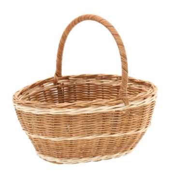 Chomik Кошик З Ратану 28 x 21 x 12/24 См З Рукояткою - Натуральний З Білим, DRA7428 - Home Club