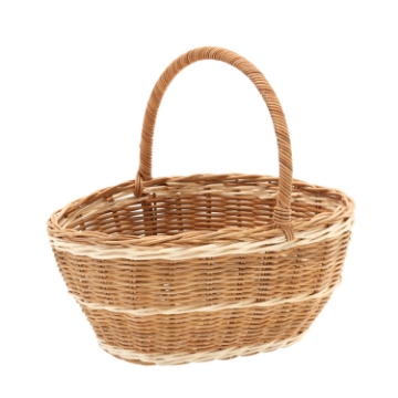 Chomik Кошик З Ратану 22 x 17 x 11/21 См З Дужкою - Натуральний З Білим, DRA7435 - Home Club