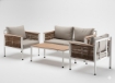 Garden Line Набір Алюмінієвих Меблів «Белград» (Диван + 2 Крісла + Стіл) Бежевий + Бежеві Подушки, ALM9569 - Home Club
