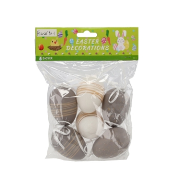 Chomik Кпл. 6 Великодніх Яєць 4 x 6 См З Підвіскою Сіро-Золотого Кольору, SUN8005 - Home Club