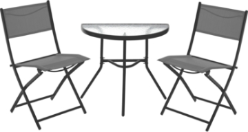 Garden Line Набор Балконной Мебели - Половина Стол + 2 Складных Стула - Серый, SAD7149 - Home Club