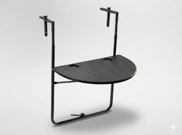 Garden Line Складной Навесной Балконный Стол 60 x 64 x 73-78,5 -83,5 Черный, ZUM1022 - Home Club