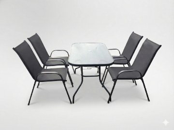 Garden Line Набір Садових Меблів - Стіл 120 x 70 x 70 См + 4 Стільці 91 x 54 x 70 См - Чорний, TIH6629 - Home Club