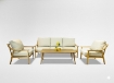 Garden Line Алюмінієвий меблевий комплект «Нікосія» (3-місний диван + 2 крісла + столик) бежевий + бежеві подушки, ALM9552 - Home Club