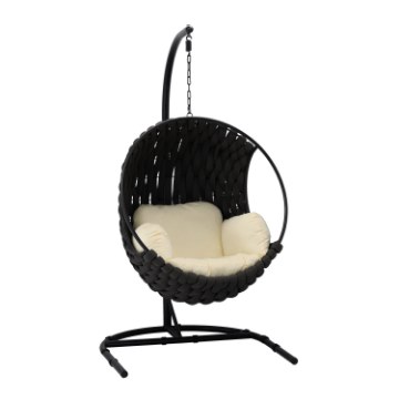 Chomik Подвесное кресло Tabani - черное, с бежевой подушкой, черная рама, FAT0039 - Home Club