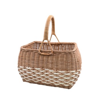 Chomik Кошик З Ратану 30/36 x 22/26 x 21/36 См З Рукояткою - Натуральний З Білим, DRA8727 - Home Club