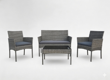 Garden Line Набір меблів з ротанга (диван, 2 крісла, стіл) Сірий, SAD3477 - Home Club
