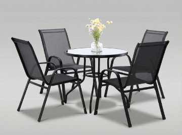 Garden Line Набор Садовой Мебели - 4 Стула + Круглый Стол - Серый, TIH3514 - Home Club
