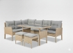 Garden Line Комплект мебели из ротанга «Берно» (угловой диван + 2 пуфа + столик) бежевого цвета + серые подушки, SAD9576 - Home Club