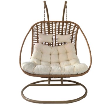 Chomik Двомісний Підвісний Крісло Suri - Натуральний, Кремовий Подушка, Натуральний Рама, FAT9996 - Home Club