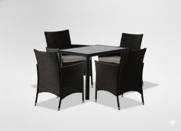 Garden Line Комплект мебели из ротанга (стол + 4 стула) коричневый + бежевый., SAD1708 - Home Club