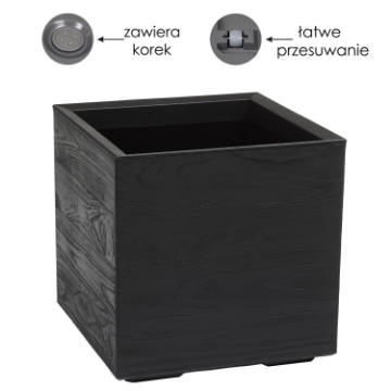 Chomik Квітник Karo 400X400Mm Дошка Recycled Чорний, LAM48915 - Home Club